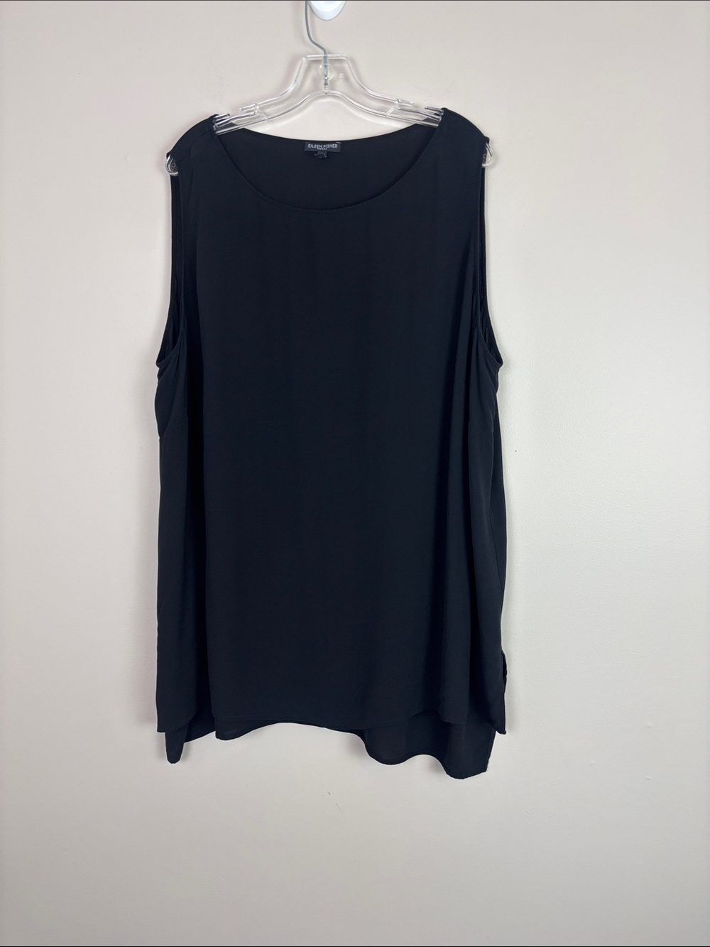 Eileen Fisher Black Sleeveless Scoop Neck Tank Silk Sz 3X